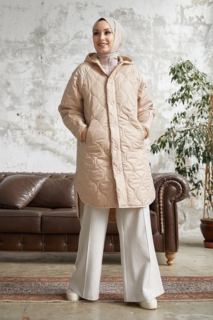 InStyle Armin Quilted Oversize Thin Coat - Beige