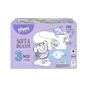 Bella Baby Happy Soft&Delicate 3 Midi 5-9 kg dětské pleny box 140 ks