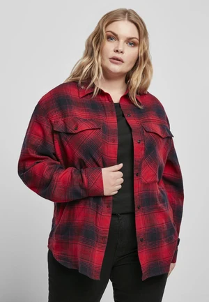 Women's Check Overshirt Navy Blue/Red