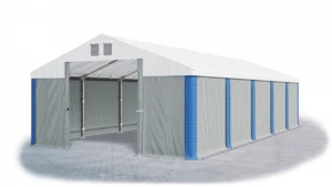 Garážový stan 6x8x3,5m střecha PVC 560g/m2 boky PVC 500g/m2 konstrukce ZIMA Bílá Šedá Modré