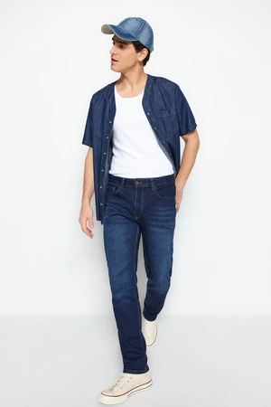 Trendyol Light Navy Blue Premium Regular Fit Flexible Fabric Jeans Denim Trousers