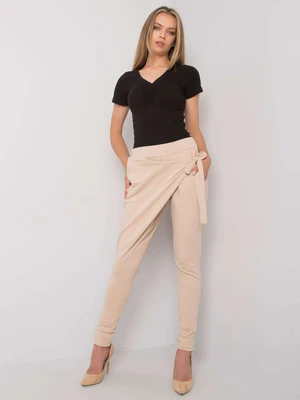 Light beige women's sweatpants with tie