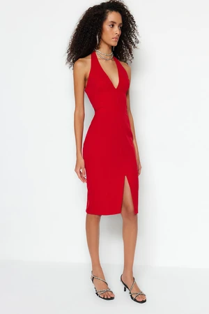 Trendyol Red Fitted Woven Evening Dress