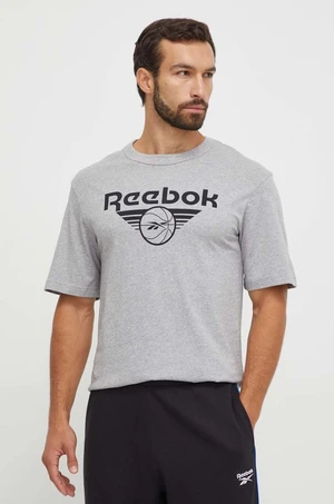 Bavlnené tričko Reebok Classic Basketball šedá farba, s potlačou