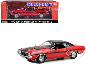 1970 Dodge Challenger R/T 440 Six-Pack Red with Black Stripes and Top "Real Mr. Norms Challenger - Mr. Norms Grand Spaulding Dodge" 1/18 Diecast Mode