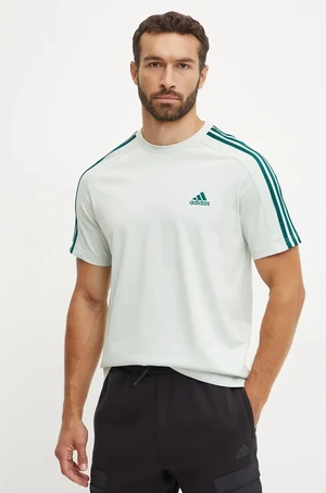 Bavlněné tričko adidas Essentials zelená barva, IX0156