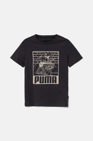 Dětské bavlněné tričko Puma ESS+ MID 90sphic Tee šedá barva, s potiskem, 681873