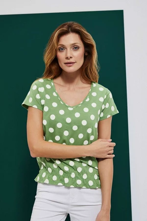 Polka dot blouse with a V-neck