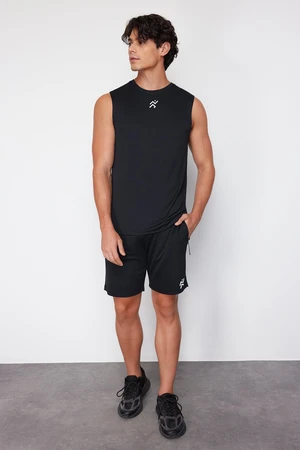 Trendyol Black Reflective Printed Regular Cut Quick-Drying Shorts