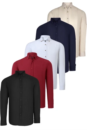 SET OF FIVE G721 DEWBERRY MEN'S SHIRT-BLACK-WHITE-NAVY-BEIGE-BURGUNDY