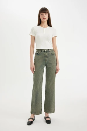 DEFACTO 90's Wide Leg High Waist Jean Washed Trousers