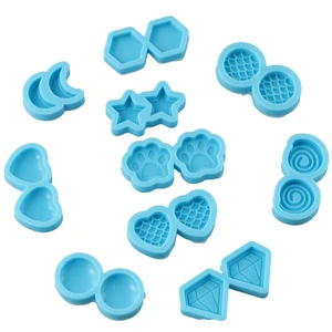 10 PCS Blue Stud Earring Mold Tool Heart Jewelry Casting Moulds Casting Mould Jewelry Making