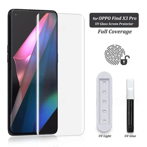 UV Screen Protector For OPPO Find X3 Pro Tempered Glass Film Full Screen Glue For OPPO Find X5 X X3 X2 Pro Full Cover UV Glass