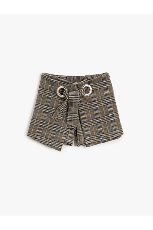 Koton Plaid Front Tie Detail Shorts Skirt