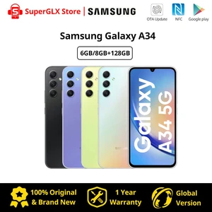 Global Version Samsung Galaxy A34 5G Android 13 MTK Dimensity 1080 6.6" 120Hz Super AMOLED Display 5000mAh IP67 Waterproof