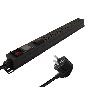 Universal socket PDU 3500W high-power 8 output Power Strip Network Cabinet Aluminum Alloy Break Switch 2m Extension Cord