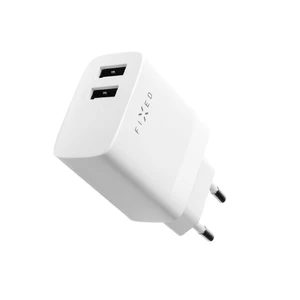 Set síťové nabíječky FIXED s 2xUSB výstupem a USB/Lightning kabelu, 1 metr, MFI, 17W Smart Rapid Charge, bílá