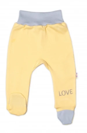 Baby Nellys Kojenecké polodupačky, žluté - Love, vel. 50, vel. 62 (2-3m)