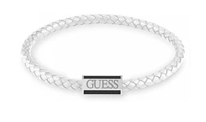 Guess Bílý kožený náramek Acapulco JUMB02142JWSTWIS