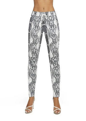 Bas Bleu NAYA women's snakeskin print pants with a tie at the waist