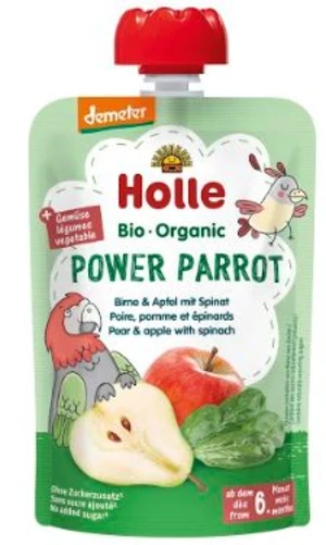 HOLLE Bio pyré - Power Parrot - Hruška s jablkem a špenátem 100 g