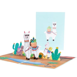 3D Alpaca Greeting Card Cute Pop Up Birthday Cards Alpaca Holiday Paper Cards Happy Birthday Creative Greeting Card For