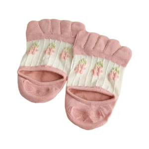 Flower Five-finger Women Socks Japanese Silicone Non-slip College Style Sweet Girl Split Toe Invisible Boat Sock Cute Meias