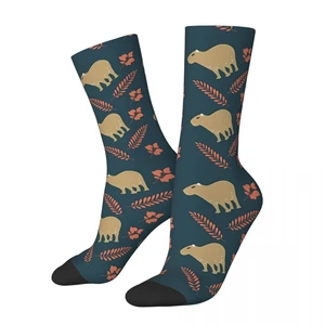 Capybara Autumn Falling Leaves Men Women Socks Outdoor Novelty Spring Summer Autumn Winter Stockings Gift