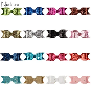 NISHINE 30pcs/lot Sequin Bows Without Clips For Girls Shining Barrettes Hair Accessories Hairpins DIY Little Girls Headwear