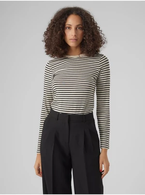 Black and cream women's striped T-shirt Vero Moda Fiona