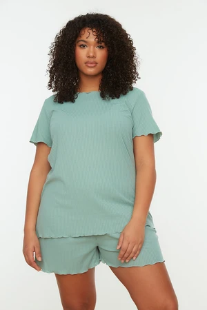 Trendyol Curve Mint Pletené Pyžamo Set