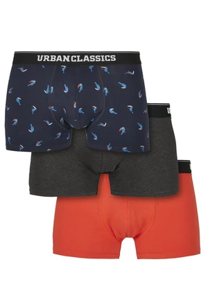 Men's Boxer Shorts 3-Pack Birds/Grey/Orange