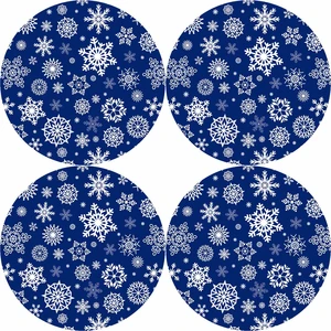 Bertoni Home Unisex's 4 Round Table Pads Set Snow Navy Blue