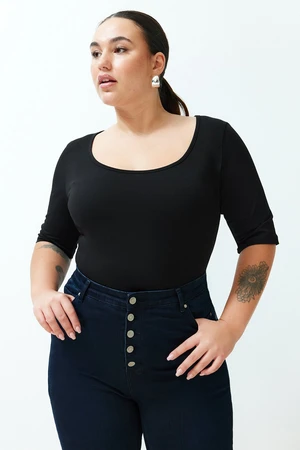 Trendyol Curve Black 100% Cotton Knitted Blouse