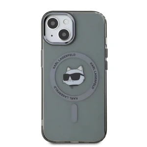 Zadní kryt Karl Lagerfeld IML Choupette Head Metal Frame MagSafe pro Apple iPhone 15, černá