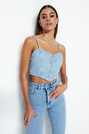 Trendyol Blue Bird Eye Denim Bustier