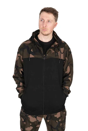 Fox mikina lw black camo split zip hoody - m