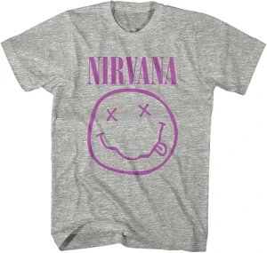 Nirvana Camiseta de manga corta Purple Smiley Grey M