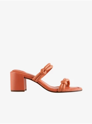 Oranžové dámské kožené pantofle na podpatku Högl Grace - Dámské