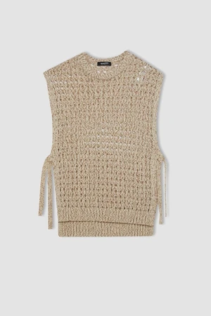 DEFACTO Crew Neck Side Tie Openwork Knit Vest