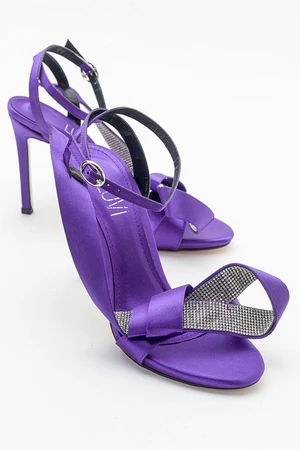 LuviShoes Pares Women's Purple Satin Heeled Shoes