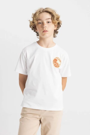 DEFACTO Boy's Crew Neck Printed Short Sleeve T-Shirt