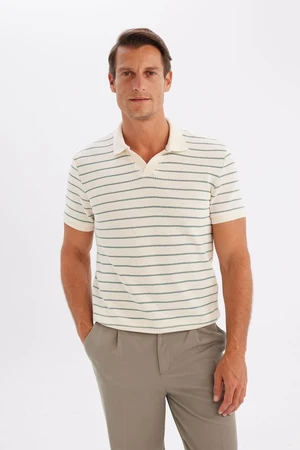 DEFACTO Regular Fit Striped Knitwear Short Sleeve Polo T-Shirt