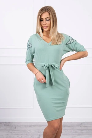 Dress with wings on the shoulders dark mint