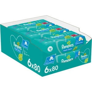 Pampers Fresh Clean vlhčené čisticí ubrousky pro děti pro citlivou pokožku 6x80 ks