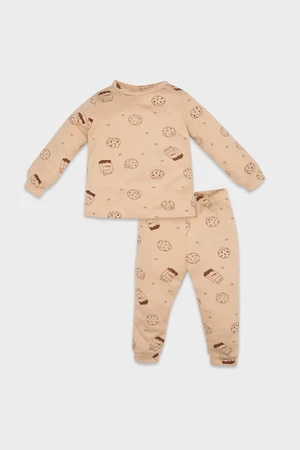 DEFACTO Baby Boy Pajama Set Milk Printed Long Sleeve Top Long Bottom