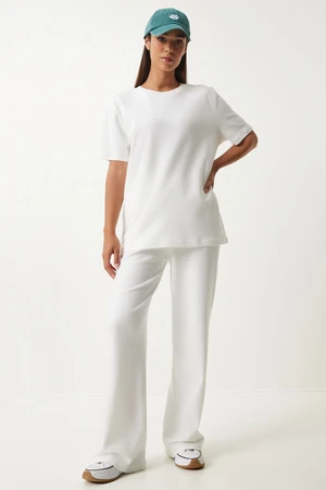 Happiness İstanbul Women's White T-Shirt Tracksuit Set