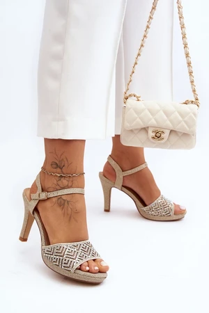 Embellished D&A Gold high-heeled sandals