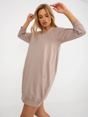 Basic dark beige sweatshirt dress made of cotton Salerno