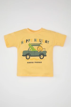 DEFACTO Baby Boy Crew Neck Vehicle Printed Short Sleeve T-Shirt